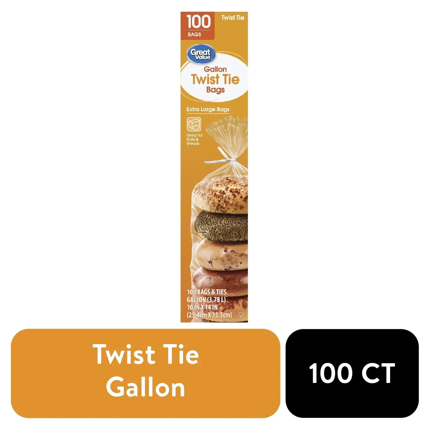 Wholesale Price with free shipping across the USA for (3 pack) Great Value Twist Tie Storage Bags, Gallon, 100 Count - Manji Distributors