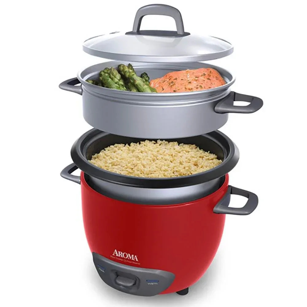 Wholesale Price with free shipping across the USA for AROMA® 14-Cup (Cooked) / 3Qt. Rice & Grain Cooker, Red, New, ARC-747-1NGR - Manji Distributors