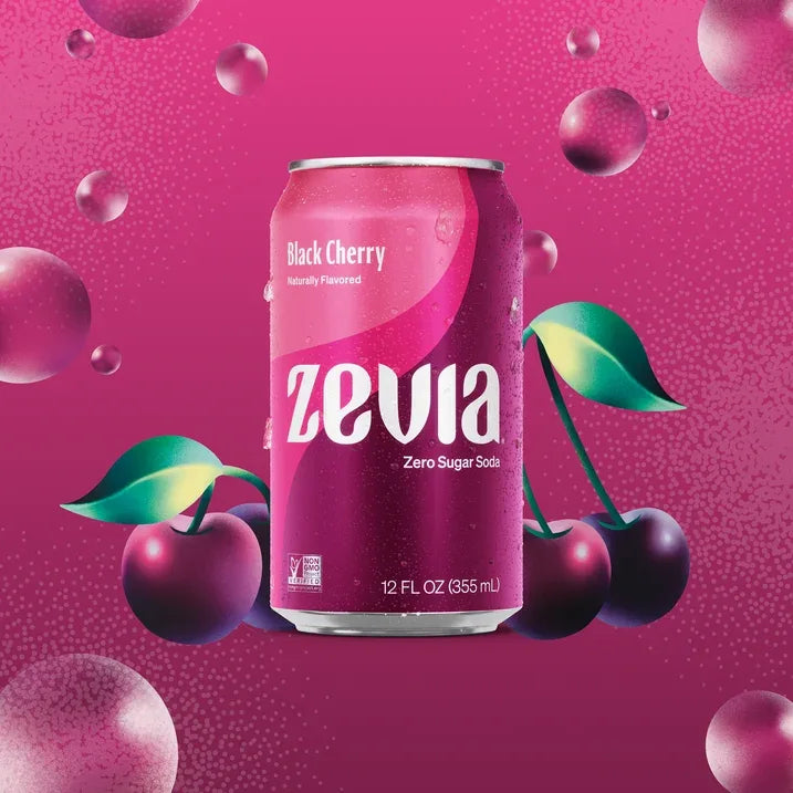 Wholesale Price with free shipping across the USA for Zevia Zero Sugar, 0 Calorie Black Cherry Soda Pop, 12 fl oz, 8 Pack Cans - Manji Distributors