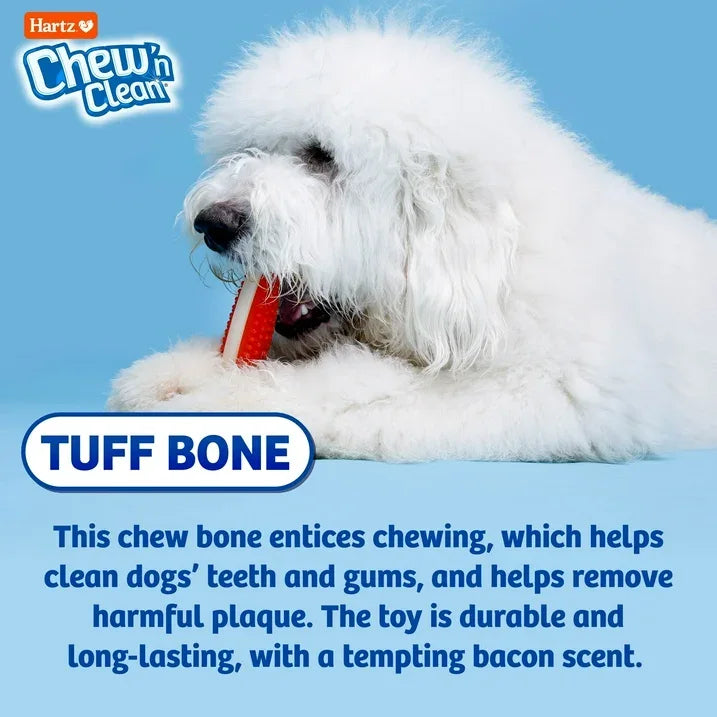 Wholesale Price with free shipping across the USA for Hartz Chew 'n Clean Tuff Bone Dog Toy with Bacon Scent, Medium, Nylon - Manji Distributors