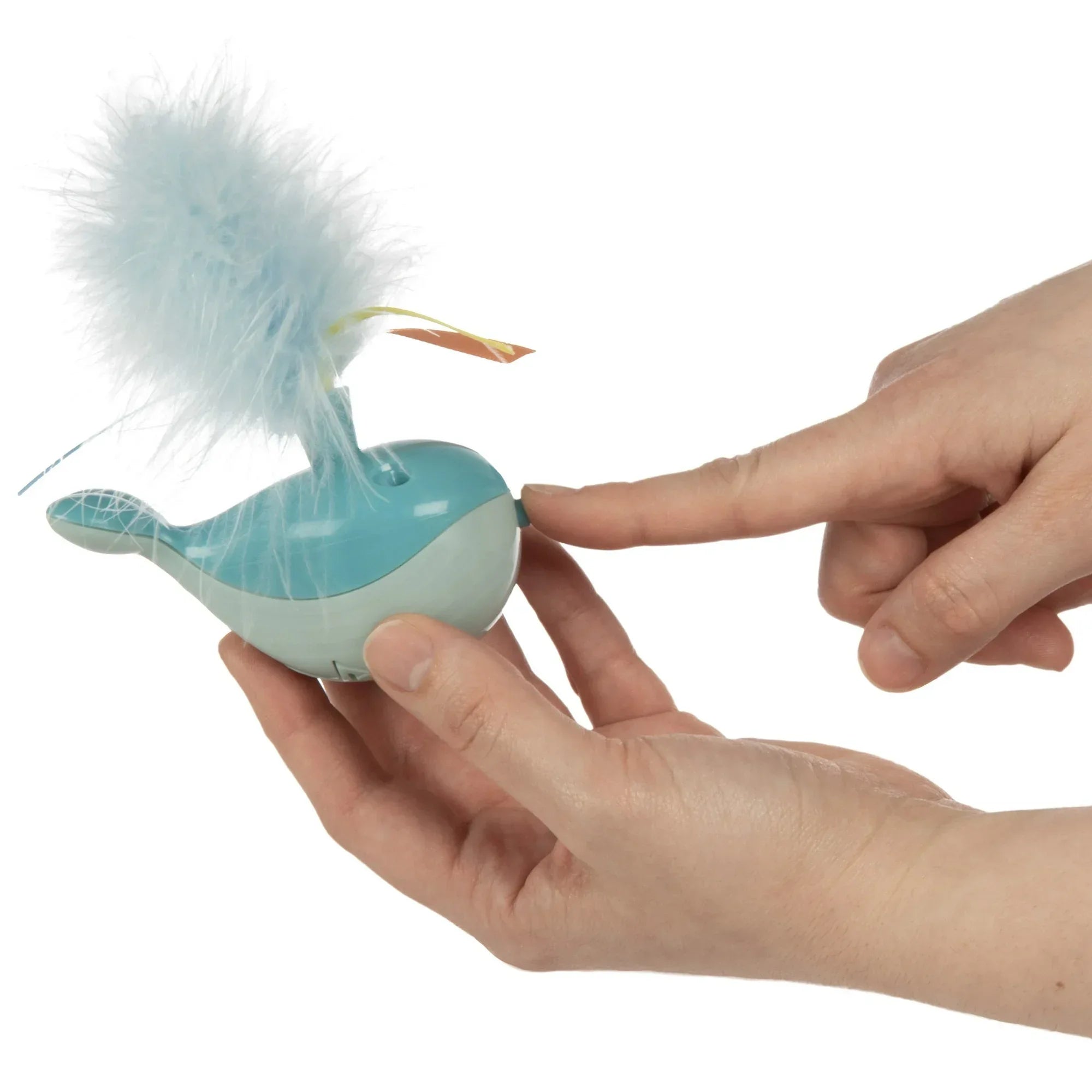 Wholesale Price with free shipping across the USA for SmartyKat Spout 'N Spin Motion Cat Toy with Twirling Feathers & Ribbons, Blue Whale - Manji Distributors