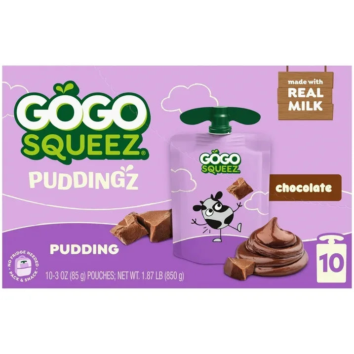 Wholesale Price with free shipping across the USA for GoGo squeeZ Puddingz On-the-Go Chocolate Pudding Snack Pouches, 3 oz (10 Pack) - Manji Distributors