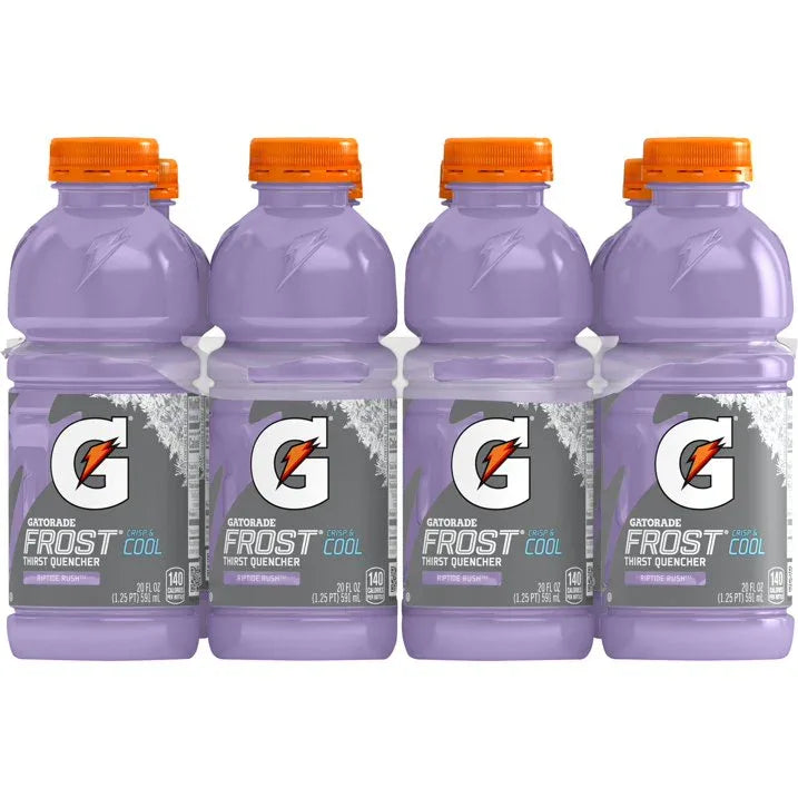 Wholesale Price with free shipping across the USA for Gatorade Frost Thirst Quencher Riptide Rush Sports Drinks, 20 fl oz, 8 Count Bottles - Manji Distributors