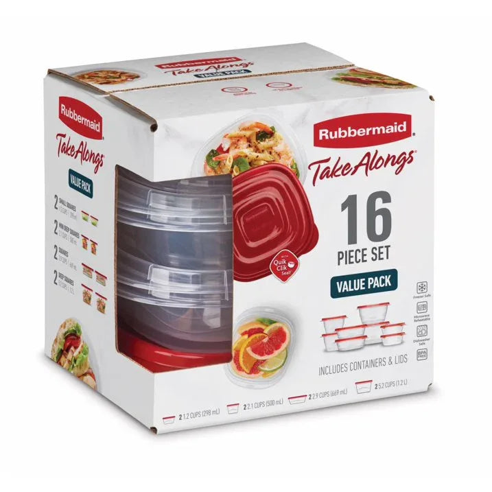 Wholesale Price with free shipping across the USA for Rubbermaid TakeAlongs Food Storage Containers, 16 Piece Set - Manji Distributors