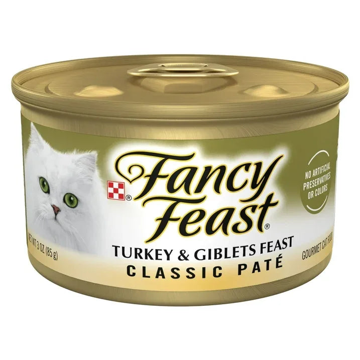 Wholesale Price with free shipping across the USA for (24 pack) Purina Fancy Feast Classic Pate Kitten Food, Wet Cat Food, Turkey & Giblets Feast, 3 oz Can - Manji Distributors