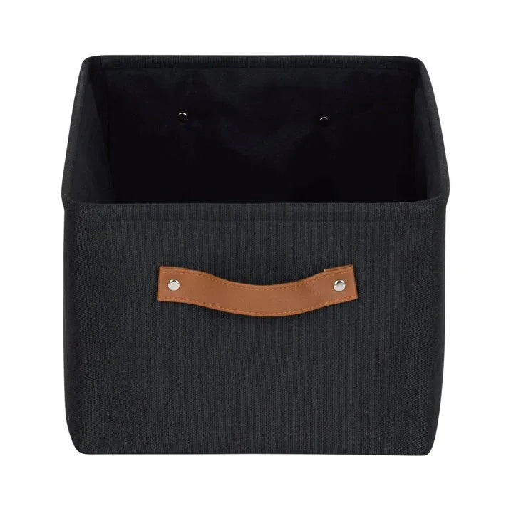 Wholesale Price with free shipping across the USA for Mainstays Black Canvas Fabric Decorative Storage Basket with Handles, 15 in x 8 in x 11 in - Manji Distributors
