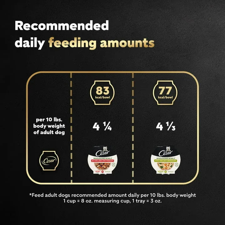 Wholesale Price with free shipping across the USA for (4 pack) Cesar Wholesome Bowls Broth Wet Dog Food Variety Pack, 3 Oz Bowls (6 Pack) - Manji Distributors