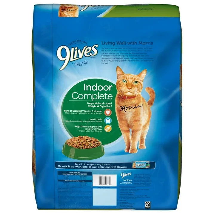 Wholesale Price with free shipping across the USA for 9Lives Indoor Complete Chicken & Salmon Flavor Dry Cat Food, 20 lb. Bag - Manji Distributors