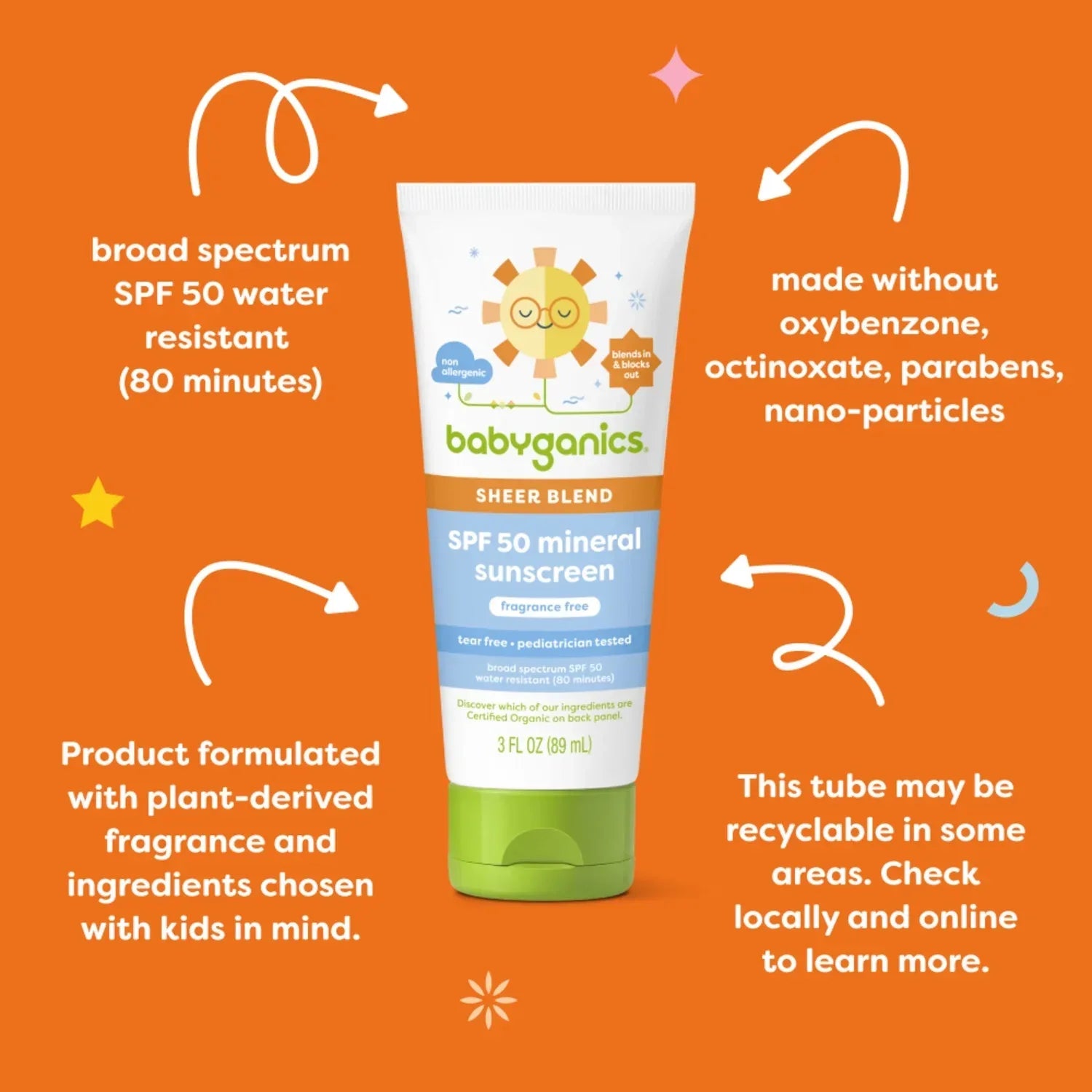 Wholesale Price with free shipping across the USA for (2 pack) Babyganics Sheer Blend, SPF 50 Mineral Sunscreen Lotion, Fragrance Free, 3 oz - Manji Distributors