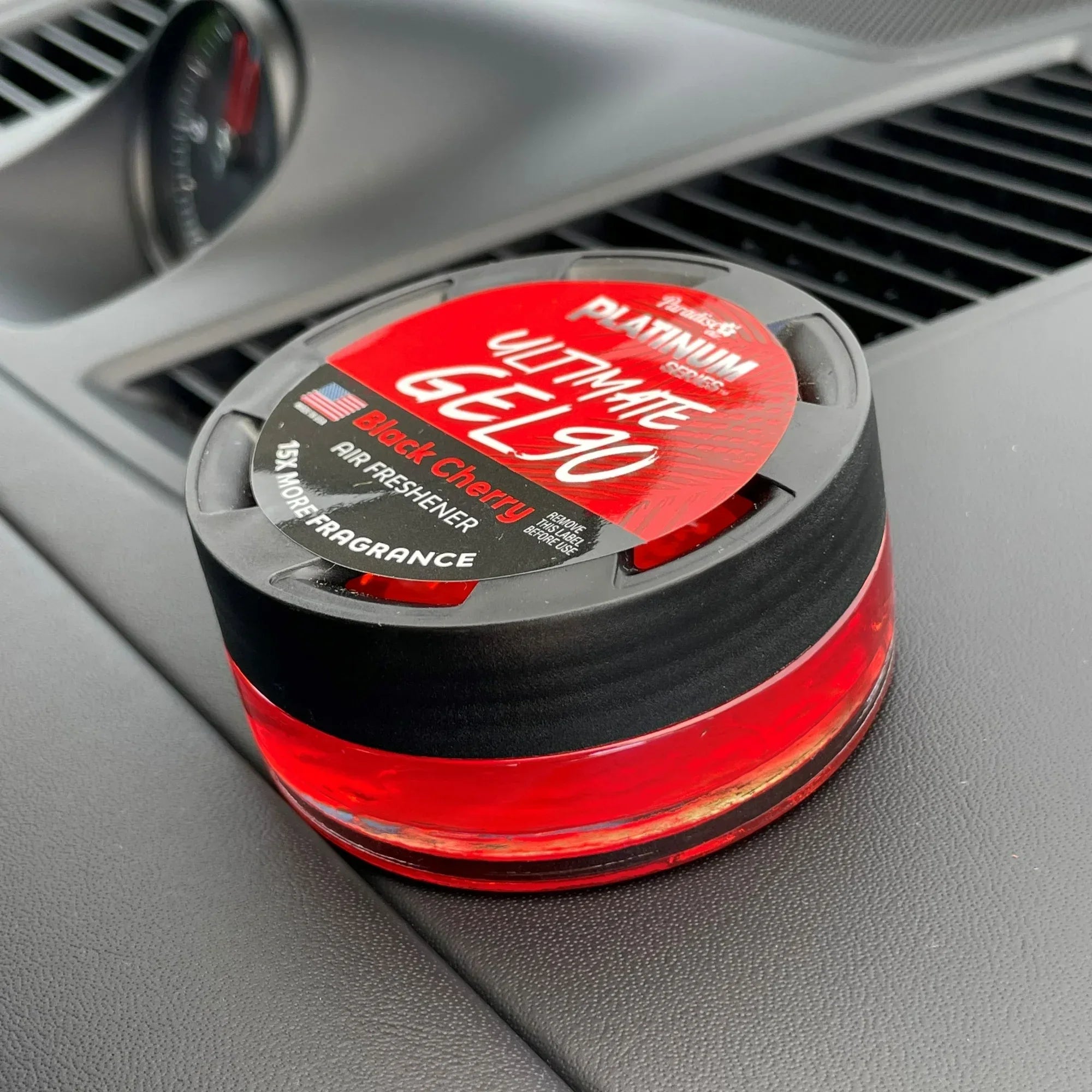 Wholesale Price with free shipping across the USA for Paradise Air Platinum Series Ultimate Gel 90 Air Freshener for use in Auto, Home, Office, Bathroom, 30g, Black Cherry - Manji Distributors