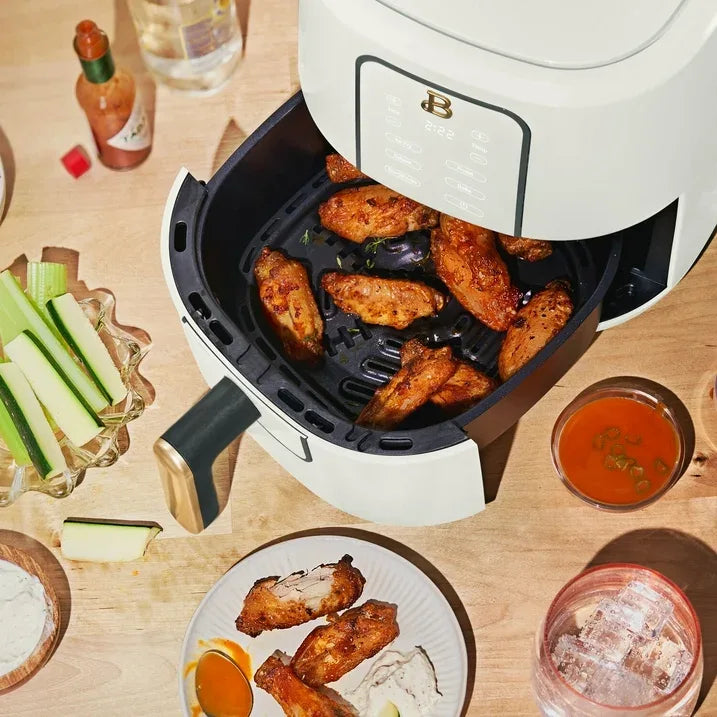 Wholesale Price with free shipping across the USA for Beautiful 3 Qt Air Fryer with TurboCrisp Technology, White Icing by Drew Barrymore - Manji Distributors