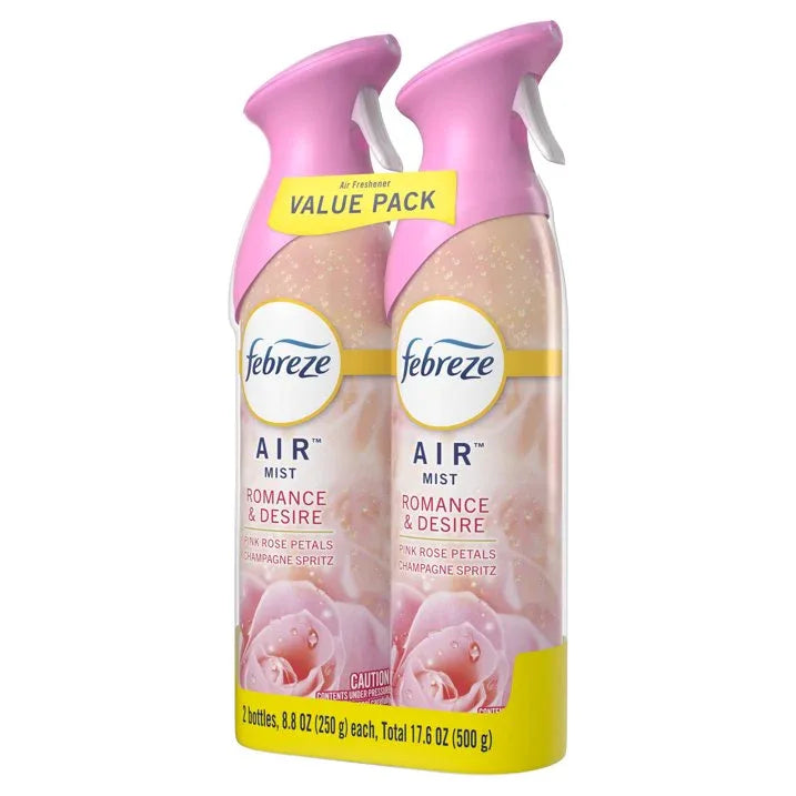 Wholesale Price with free shipping across the USA for Febreze Air Freshener Spray, Odor-Fighting Room Spray, Romance & Desire, 8.8oz, 2 Count - Manji Distributors
