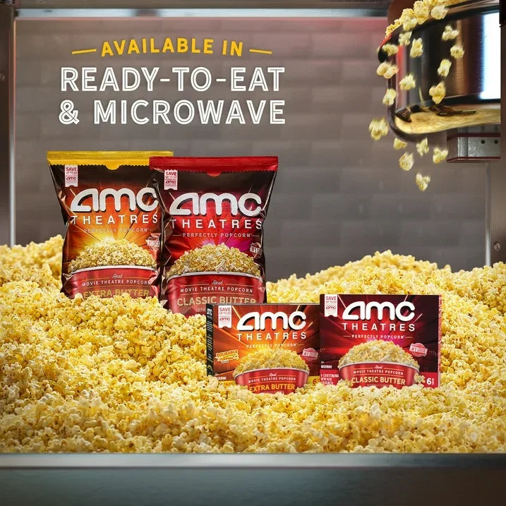 Wholesale Price with free shipping across the USA for AMC Theatres Ready to Eat Popcorn, Extra Butter - Manji Distributors