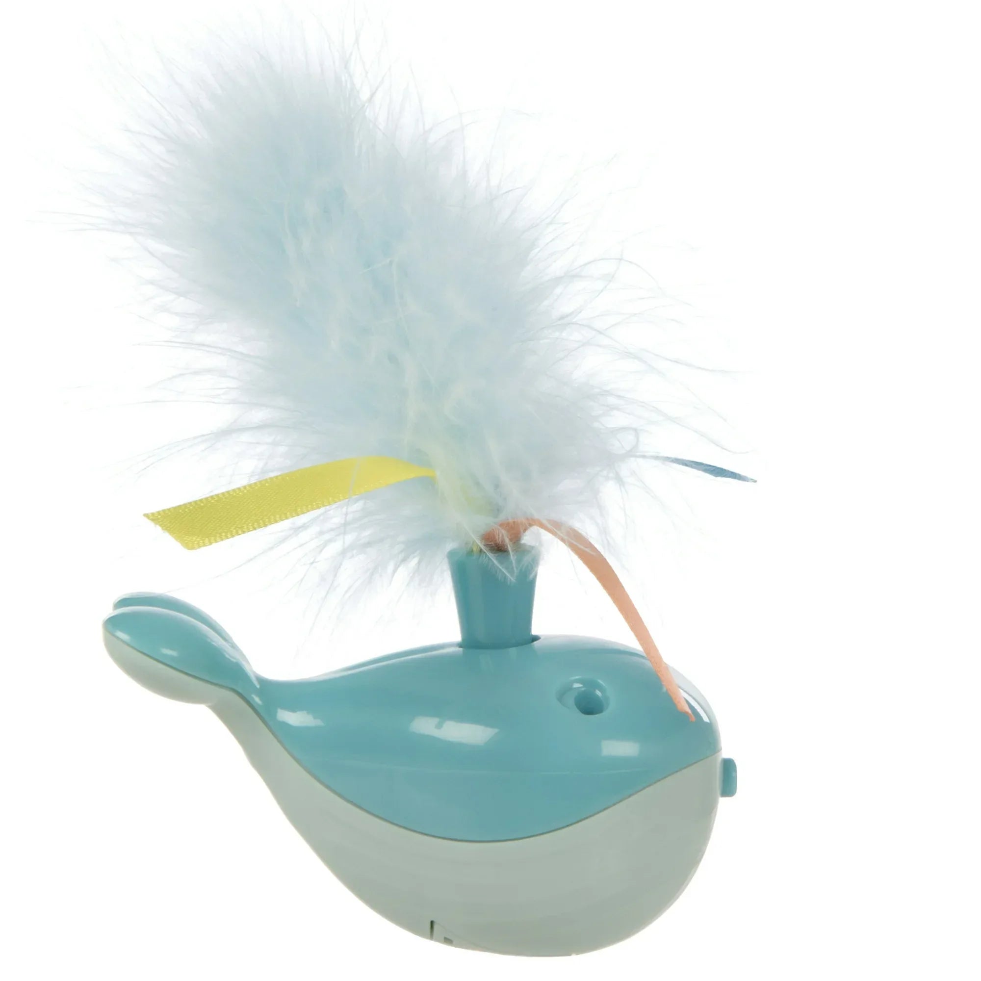 Wholesale Price with free shipping across the USA for SmartyKat Spout 'N Spin Motion Cat Toy with Twirling Feathers & Ribbons, Blue Whale - Manji Distributors