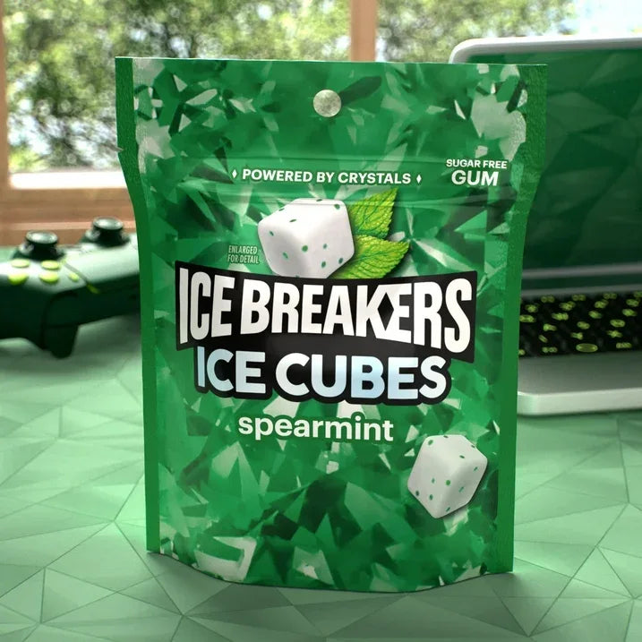 Wholesale Price with free shipping across the USA for Ice Breakers Ice Cubes Spearmint Sugar Free Chewing Gum, Pouch 8.11 oz, 100 Pieces - Manji Distributors