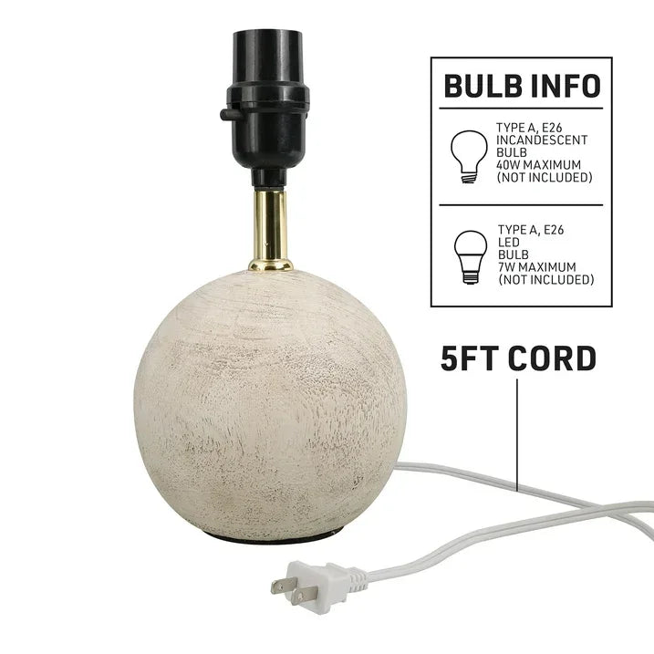 Wholesale Price with free shipping across the USA for Xtreme Lit Mini Table Lamp with Round Base, Resin Bedside Lamp Shade, Natural Gray - Manji Distributors