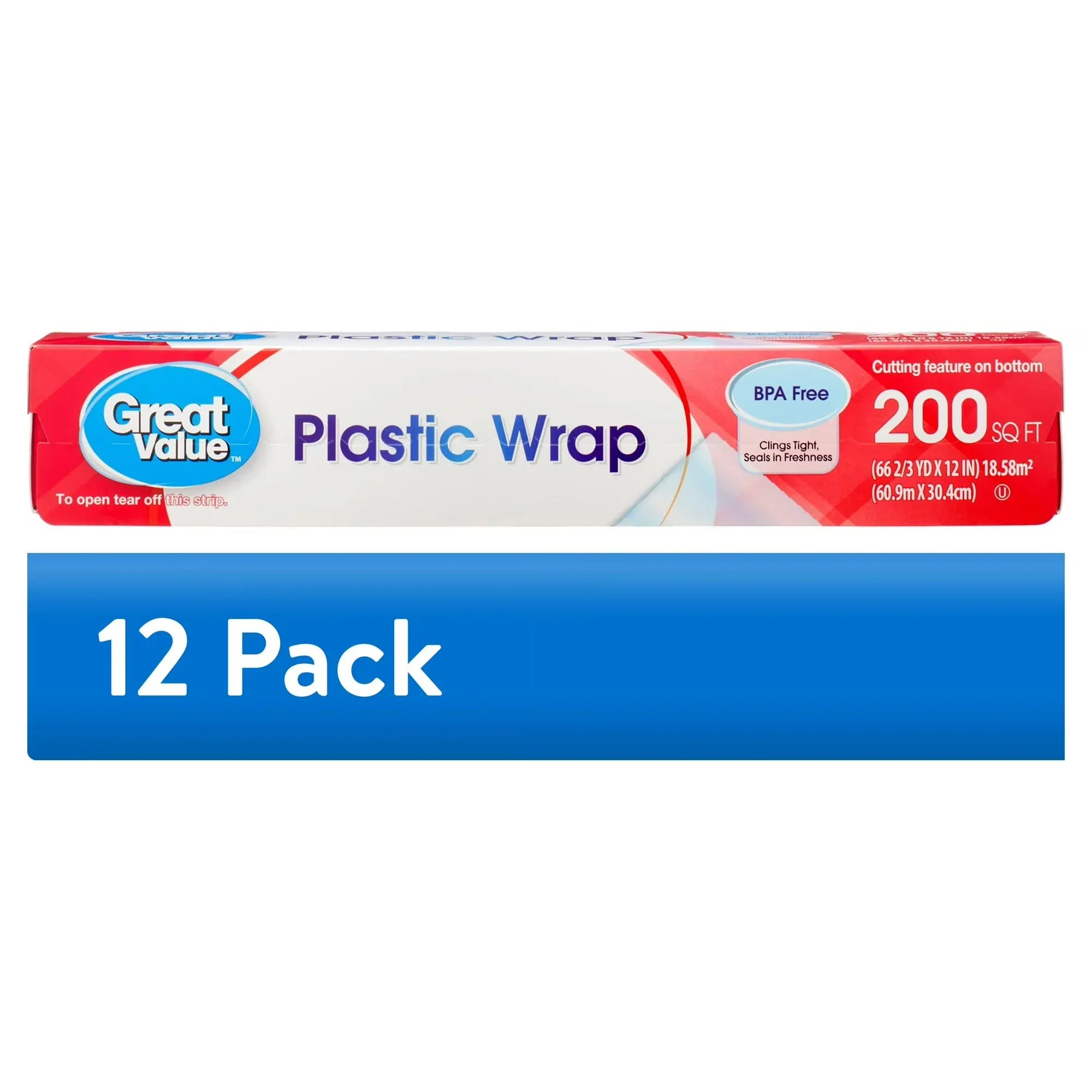 Wholesale Price with free shipping across the USA for (12 pack) Great Value Plastic Wrap, 200 Sq ft - Manji Distributors
