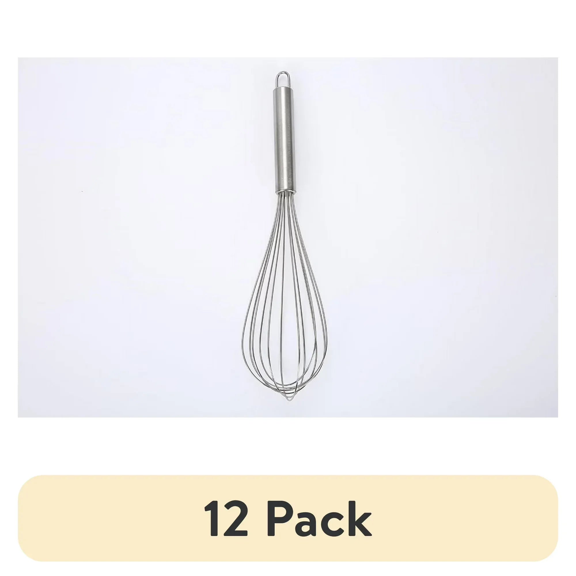 Wholesale Price with free shipping across the USA for (12 pack) Mainstays 12-inch Stainless Steel Whisk with Loop for Hanging, Silver - Manji Distributors