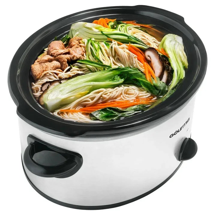 Wholesale Price with free shipping across the USA for Gourmia 6 Qt Manual Slow Cooker with 3 Heat Settings, White - Manji Distributors