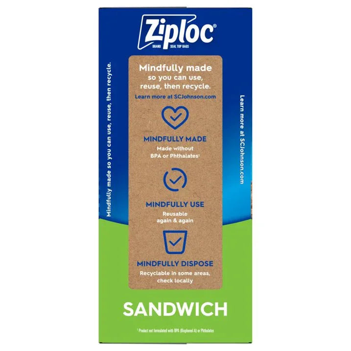 Wholesale Price with free shipping across the USA for Ziploc® Brand Sandwich Bags with EasyGuide™ Texture, Grip 'n Seal Technology™, 300 Count - Manji Distributors