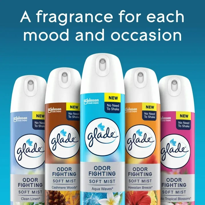 Wholesale Price with free shipping across the USA for (6 pack) Glade Odor Fighting Soft Mist Air Freshener Room Spray, Exotic Tropical Blossoms, 8.0oz, 1pk - Manji Distributors
