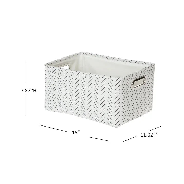 Wholesale Price with free shipping across the USA for Mainstays Black and White Lines Canvas Fabric Decorative Storage Basket with Handles, 15 in x 8 in x 11 in - Manji Distributors