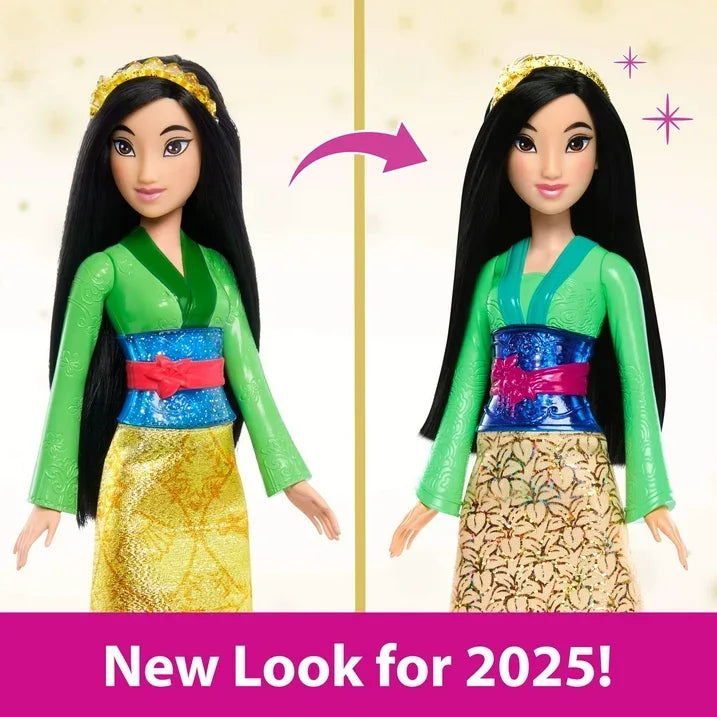 Wholesale Price with free shipping across the USA for Disney Princess Mulan 11 inch Fashion Doll with Black Hair, Brown Eyes & Hair Accessory, Sparkling Look - Manji Distributors