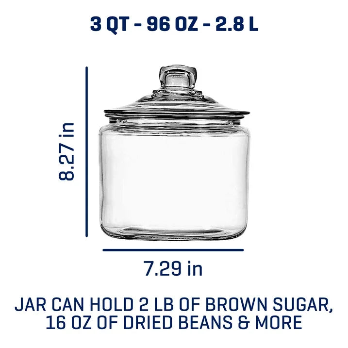 Wholesale Price with free shipping across the USA for Anchor Hocking Heritage Hill Glass Jar with Lid, 3 Quart - Manji Distributors
