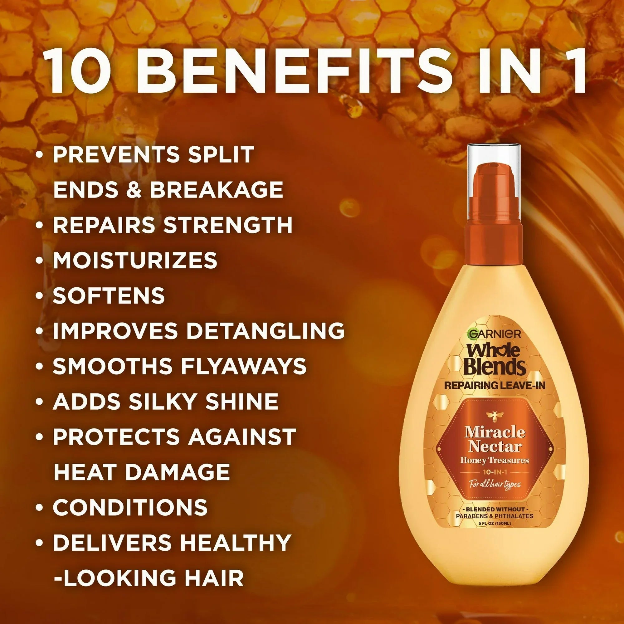 Wholesale Price with free shipping across the USA for Garnier Whole Blends Leave-In Miracle Nectar Honey Treasures Treatment, 5 fl. oz. - Manji Distributors
