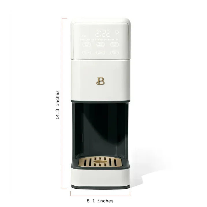 Wholesale Price with free shipping across the USA for Beautiful Perfect Grind™ Programmable Single Serve Coffee Maker, White Icing by Drew Barrymore - Manji Distributors