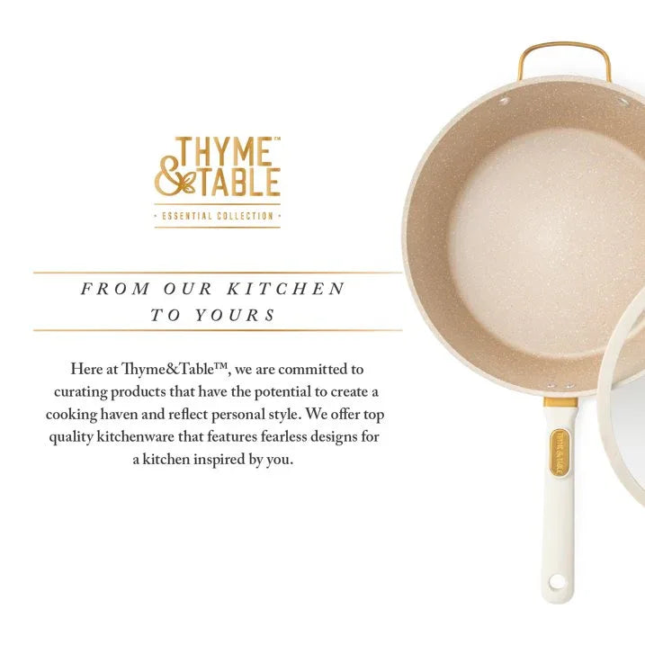 Wholesale Price with free shipping across the USA for Thyme & Table 5-Quart Non-Stick Aluminum Sauté Pan - Taupe & Gold, Granite Collection - Manji Distributors