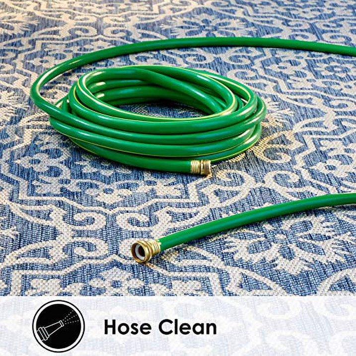 Wholesale Price with free shipping across the USA for Nicole Miller New York Patio Country Danica Transitional Geometric Indoor/Outdoor Area Rug, Blue/Grey, 9'2