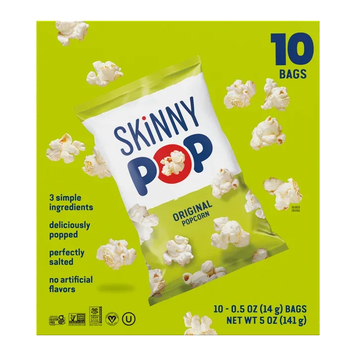 Wholesale Price with free shipping across the USA for (4 pack) SkinnyPop Gluten-Free Original Popcorn, 0.5 oz Snack-Size Bags, 10 Count - Manji Distributors