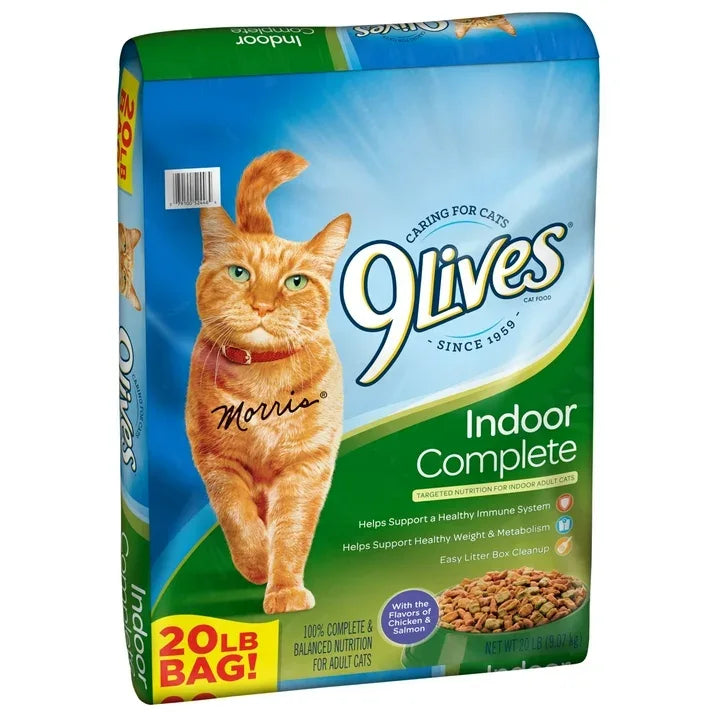 Wholesale Price with free shipping across the USA for 9Lives Indoor Complete Chicken & Salmon Flavor Dry Cat Food, 20 lb. Bag - Manji Distributors