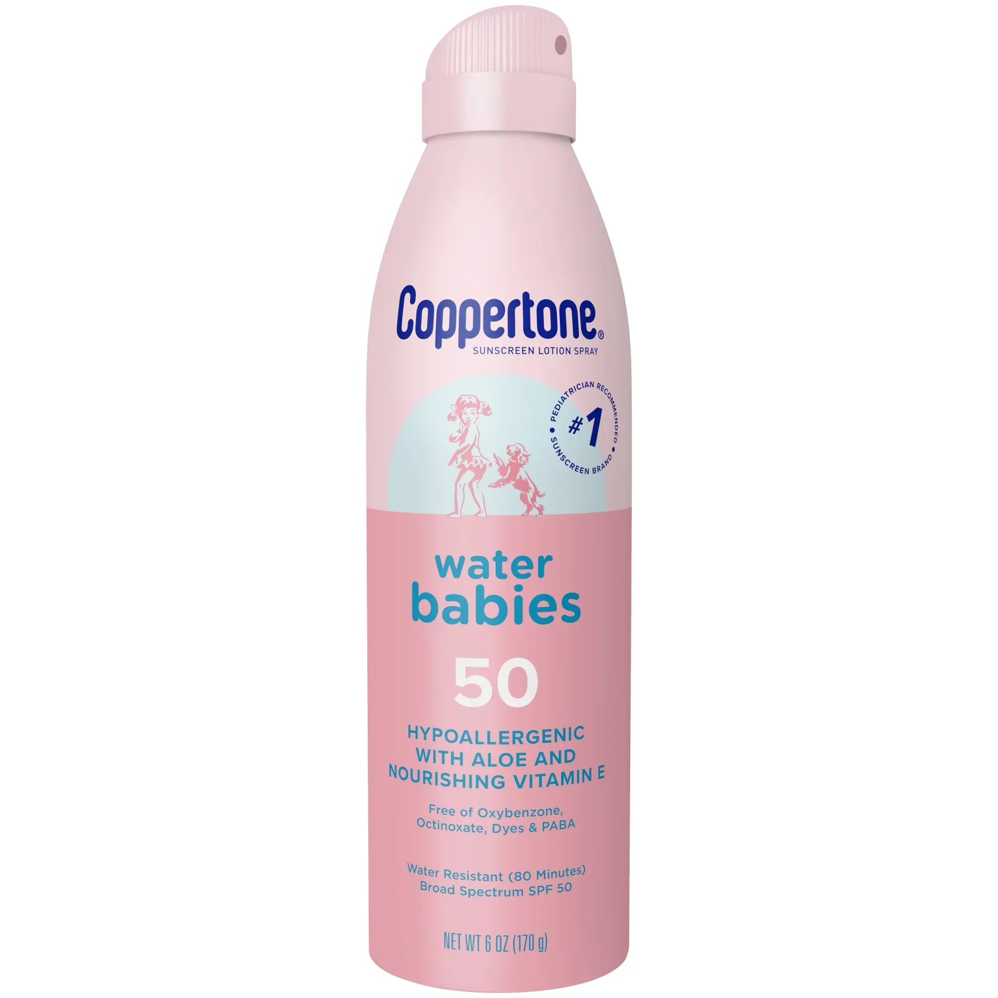 Wholesale Price with free shipping across the USA for Coppertone WaterBabies Sunscreen Spray, SPF 50 Baby Sunscreen, 6 oz - Manji Distributors
