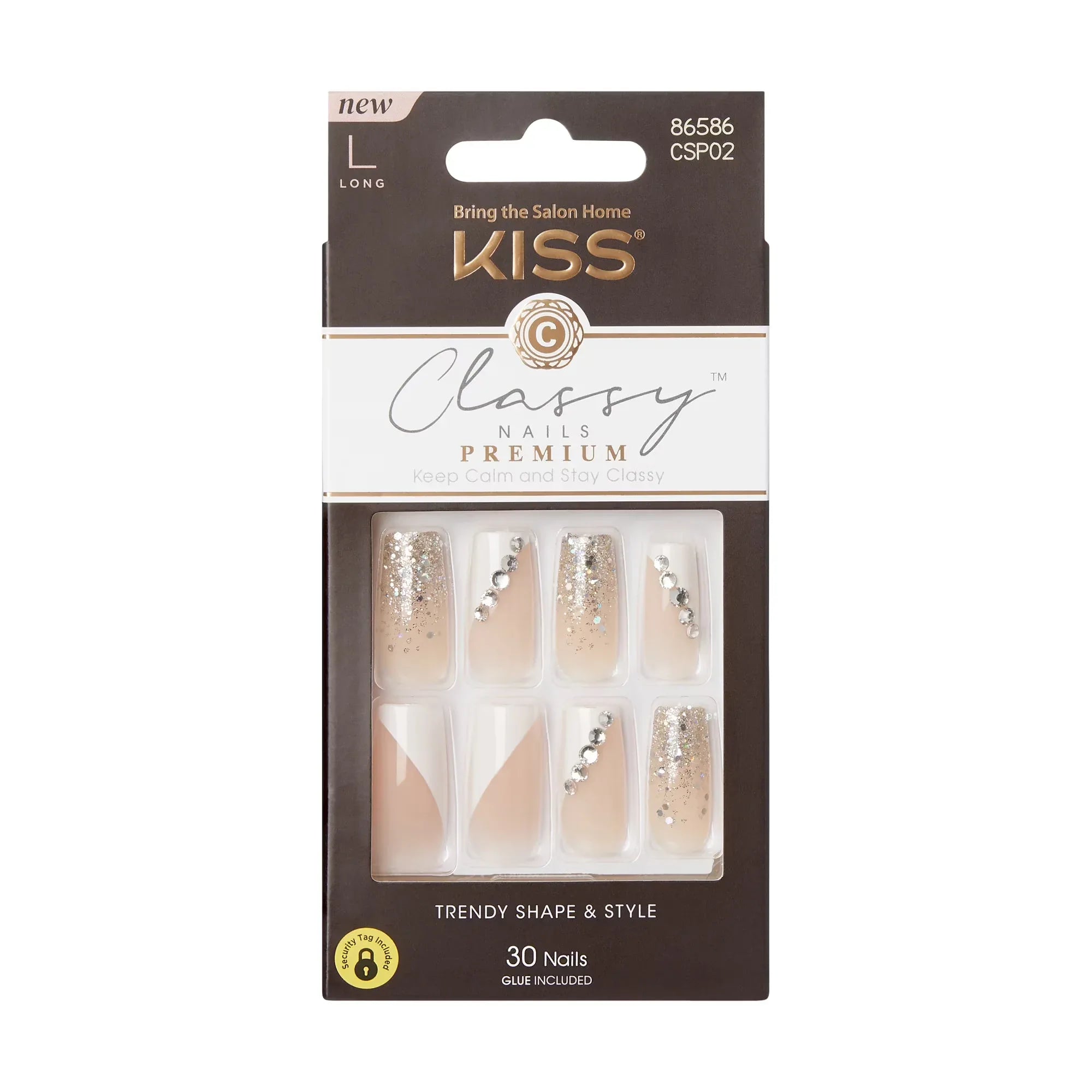 Wholesale Price with free shipping across the USA for KISS Classy Premium Press on Nails, Gorgeous, Beige, Long Square, 30 Count - Manji Distributors