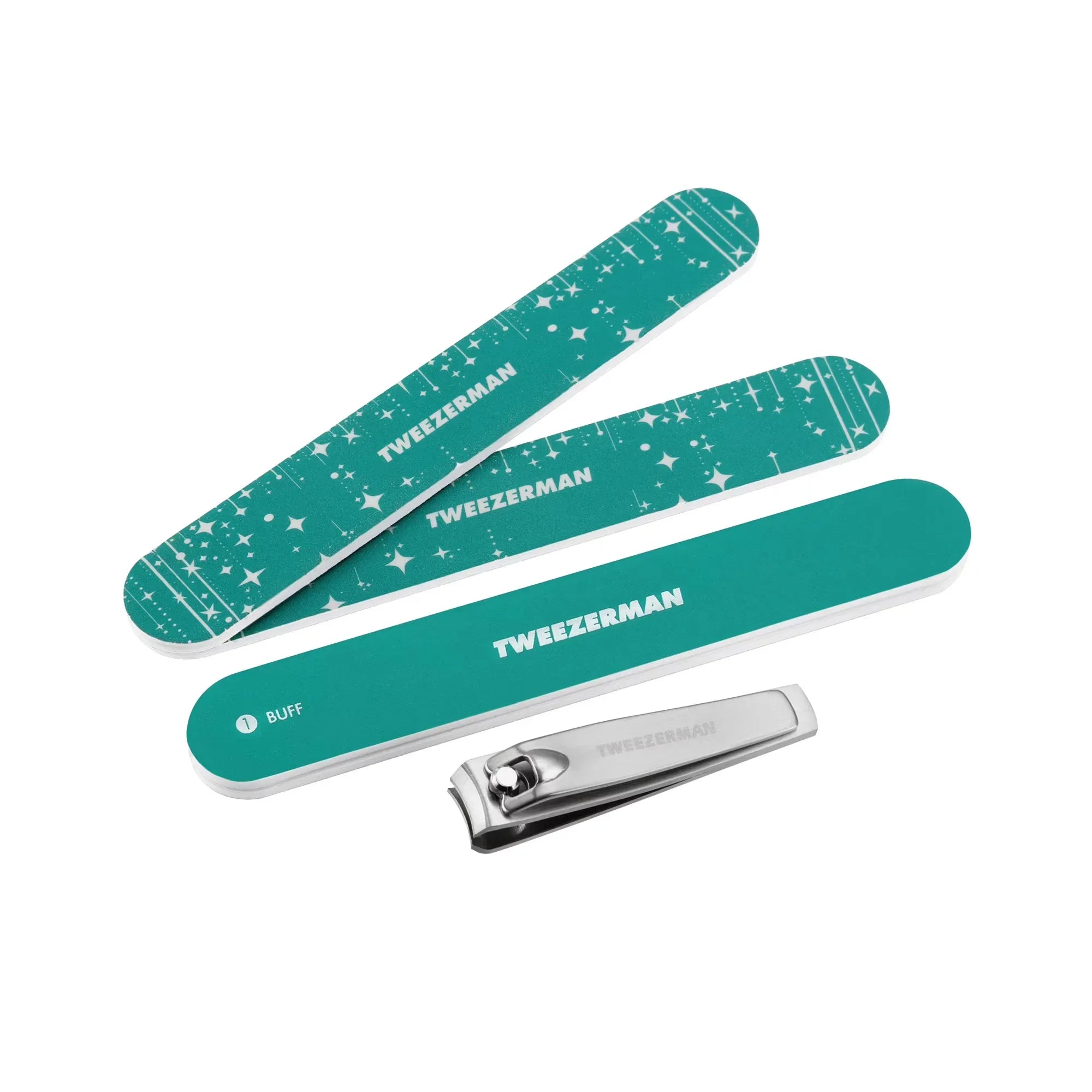 Wholesale Price with free shipping across the USA for Tweezerman Majestic Turquoise Blue Manicure Set - Includes Nail Clipper, Files, and Buffer - Manji Distributors