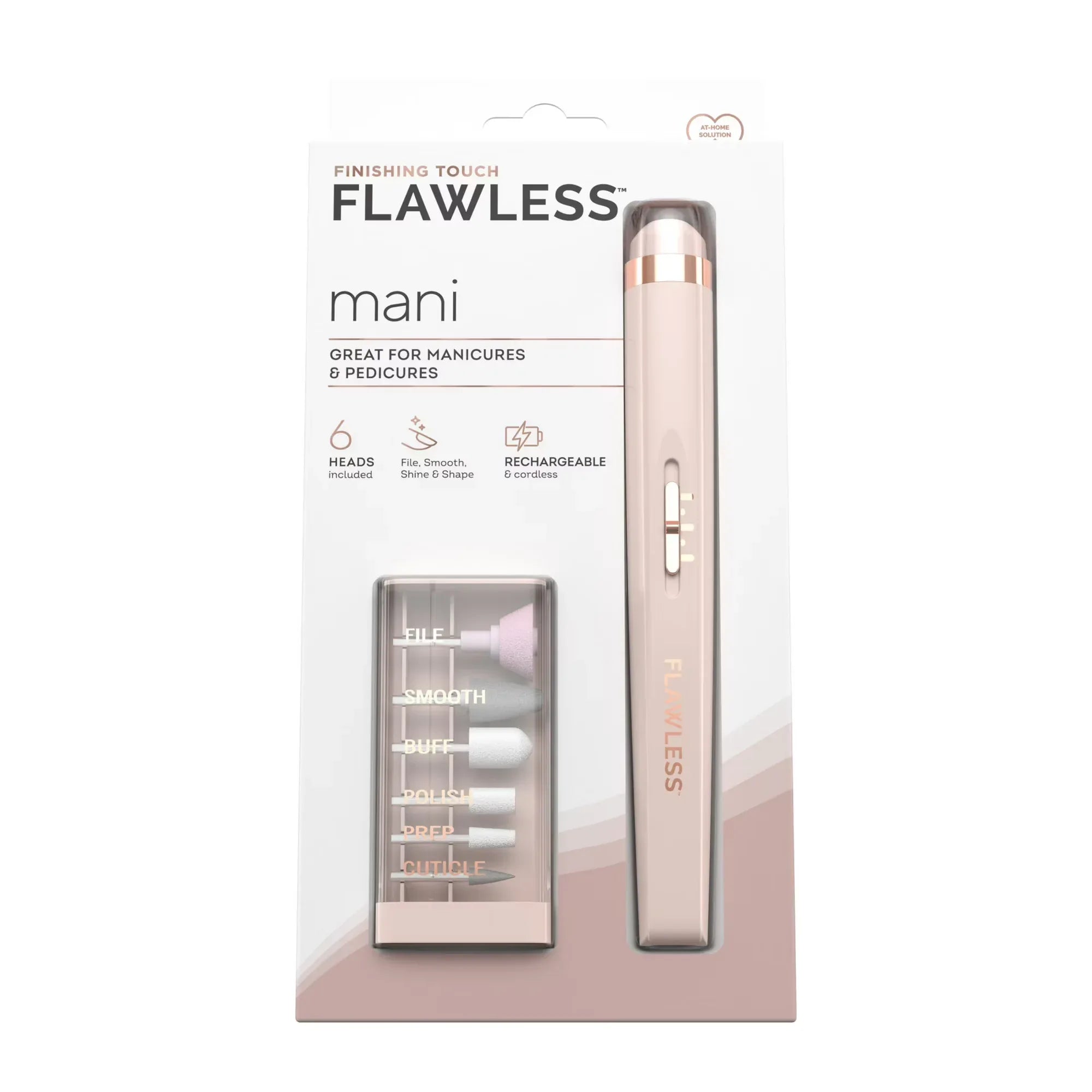 Wholesale Price with free shipping across the USA for Finishing Touch Flawless Salon Nails Rechargeable Mani Device with 6 Attachments, Pink - Manji Distributors