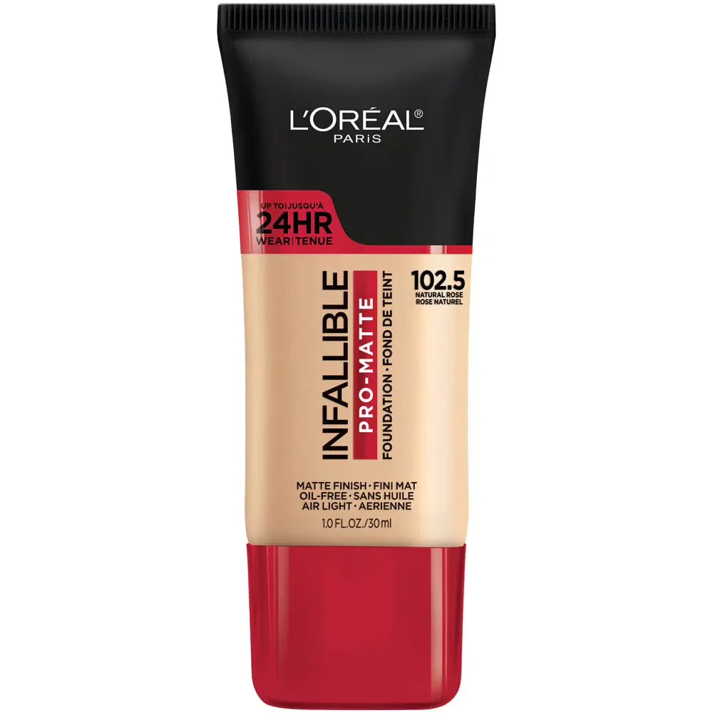 Wholesale Price with free shipping across the USA for L'Oreal Paris Infallible Pro Matte Liquid Foundation Makeup, 102.5 Natural Rose, 1 oz - Manji Distributors
