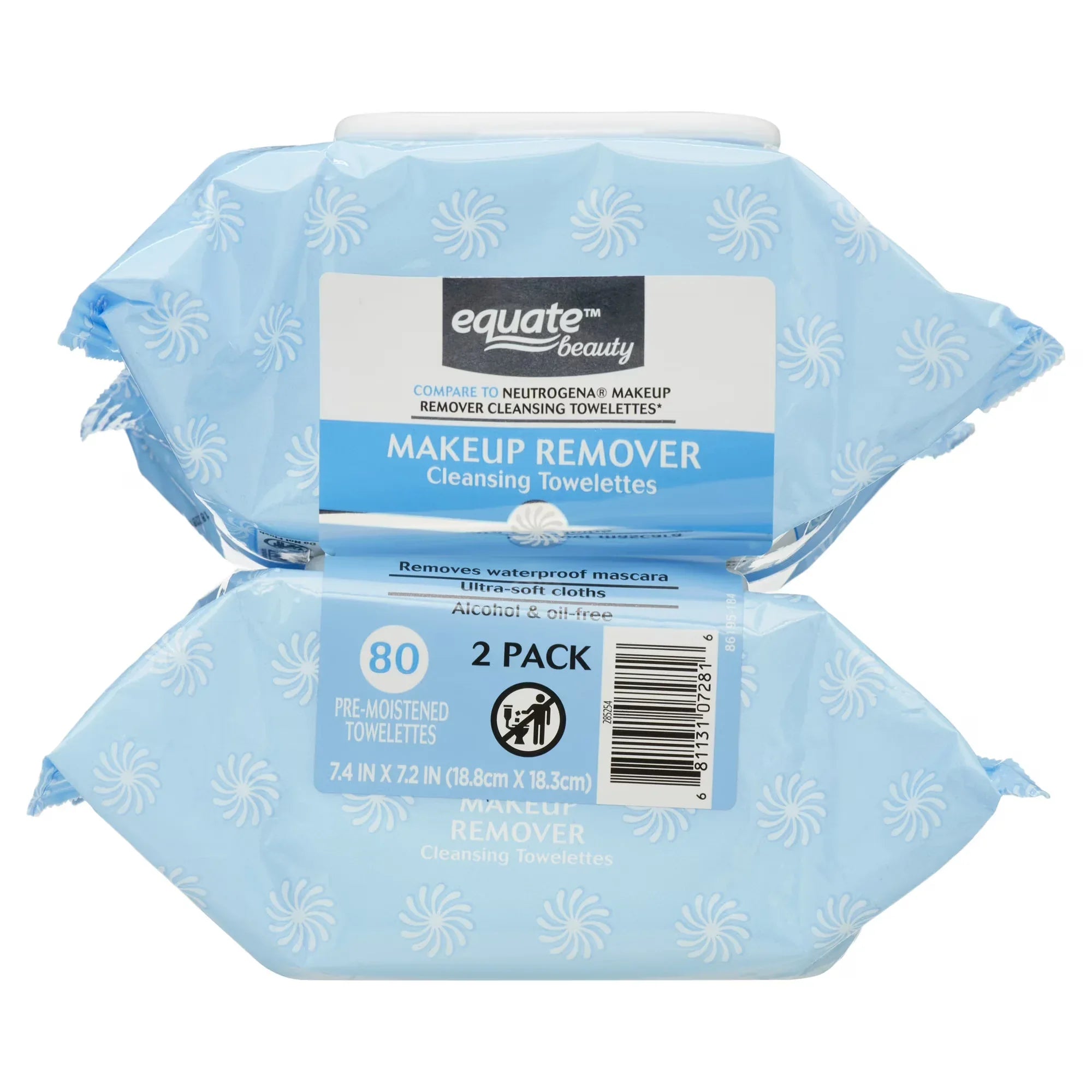 Wholesale Price with free shipping across the USA for Equate Makeup Remover Cleansing Towelette Wipes by Removing Waterproof Mascara, Alcohol Free & Oil-Free (80 Count), Compare to Neutrogena® Makeup Remover Cleansing Towelettes - Manji Distributors