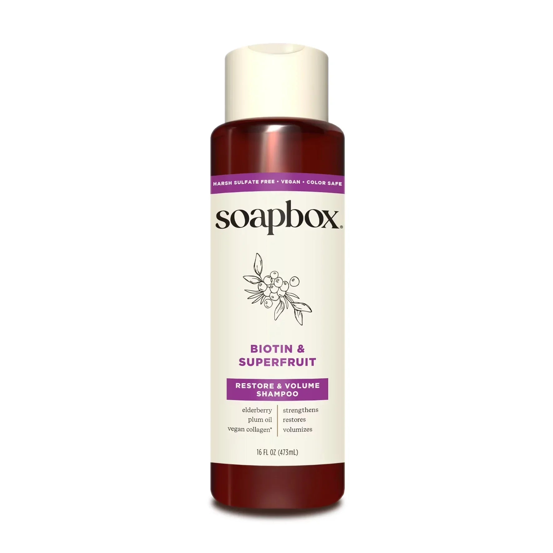 Wholesale Price with free shipping across the USA for Soapbox Biotin & Superfruit Volumizing Shampoo with Elderberry and Plum Oil, 16 fl oz - Manji Distributors
