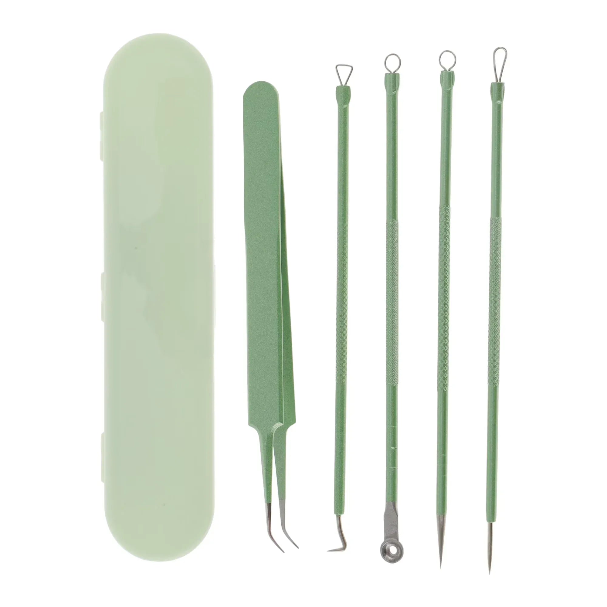 Wholesale Price with free shipping across the USA for Unique Bargains Durable Diagonal Clamp Pimple Extractor Tool Kit Green - Manji Distributors
