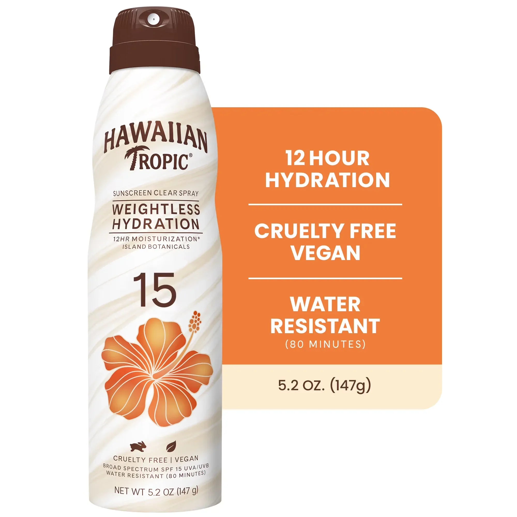 Wholesale Price with free shipping across the USA for Hawaiian Tropic Weightless Hydration Clear Spray Sunscreen SPF 15, 6oz - Manji Distributors