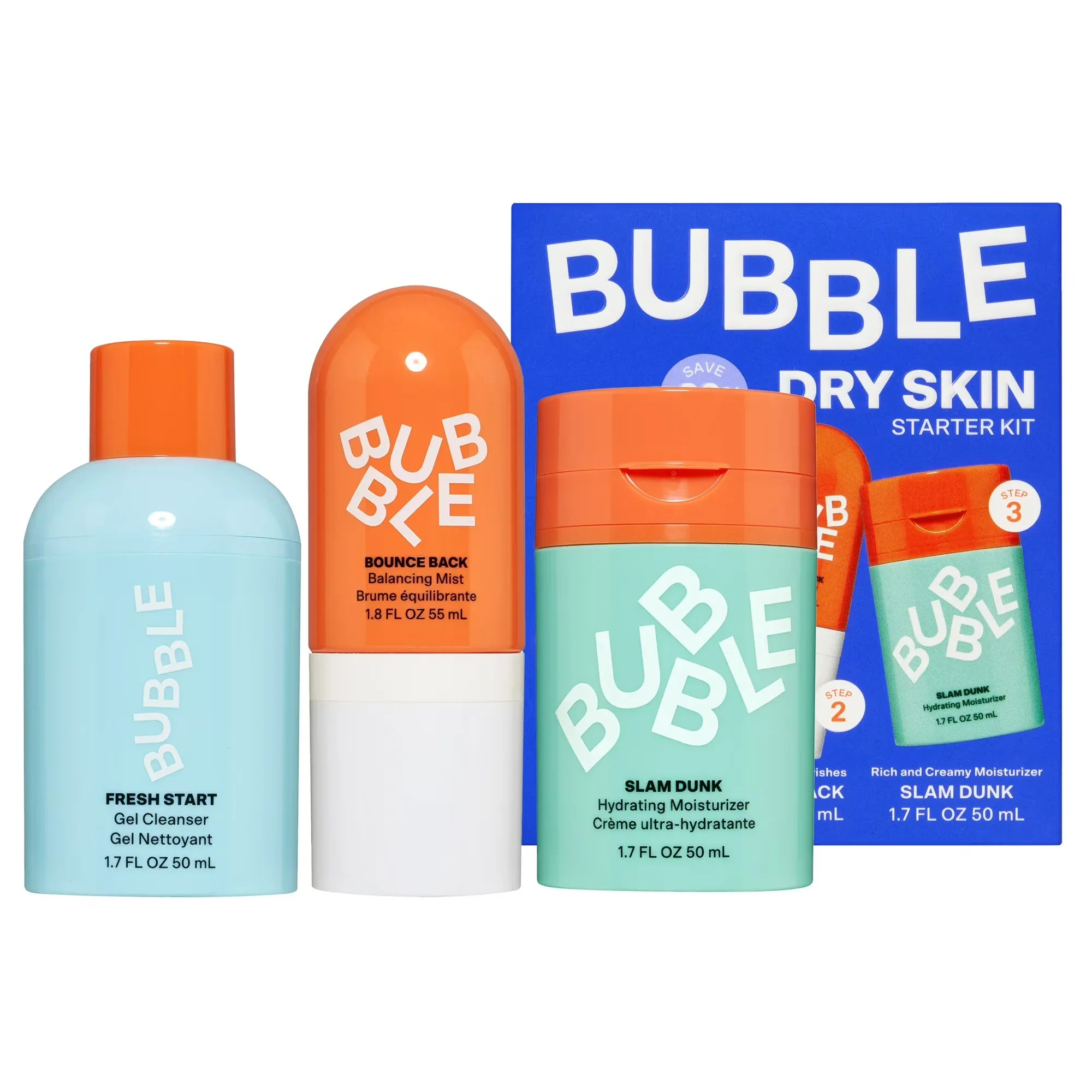 Wholesale Price with free shipping across the USA for Bubble Skincare 3-Step Hydrating Routine Bundle, for Normal to Dry Skin, Unisex, Set of 3 - Manji Distributors