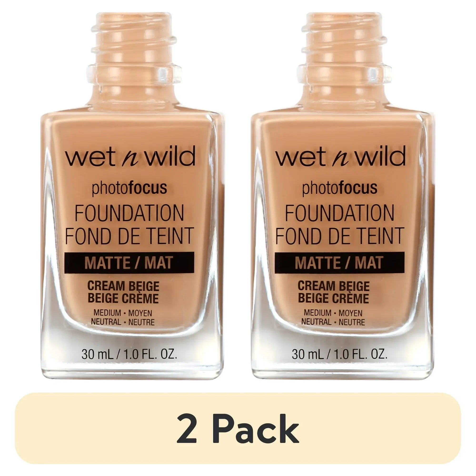 Wholesale Price with free shipping across the USA for (2 pack) Wet n Wild Photo Focus Liquid Foundation Makeup, Matte, Cream Beige, 1 fl oz - Manji Distributors
