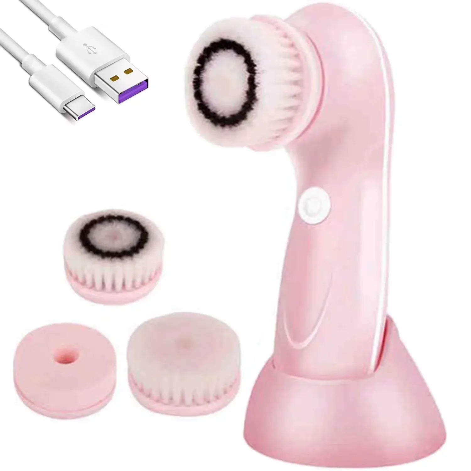 Wholesale Price with free shipping across the USA for Facial Cleansing Brush - Latest Advanced Cleansing Technology & 3 Brush Heads - USB Rechargeable Electric Rotating Face - IPX6 Waterproof - Advanced Spa System for Exfoliating Deep Cleanse, Pink - Manji Distributors