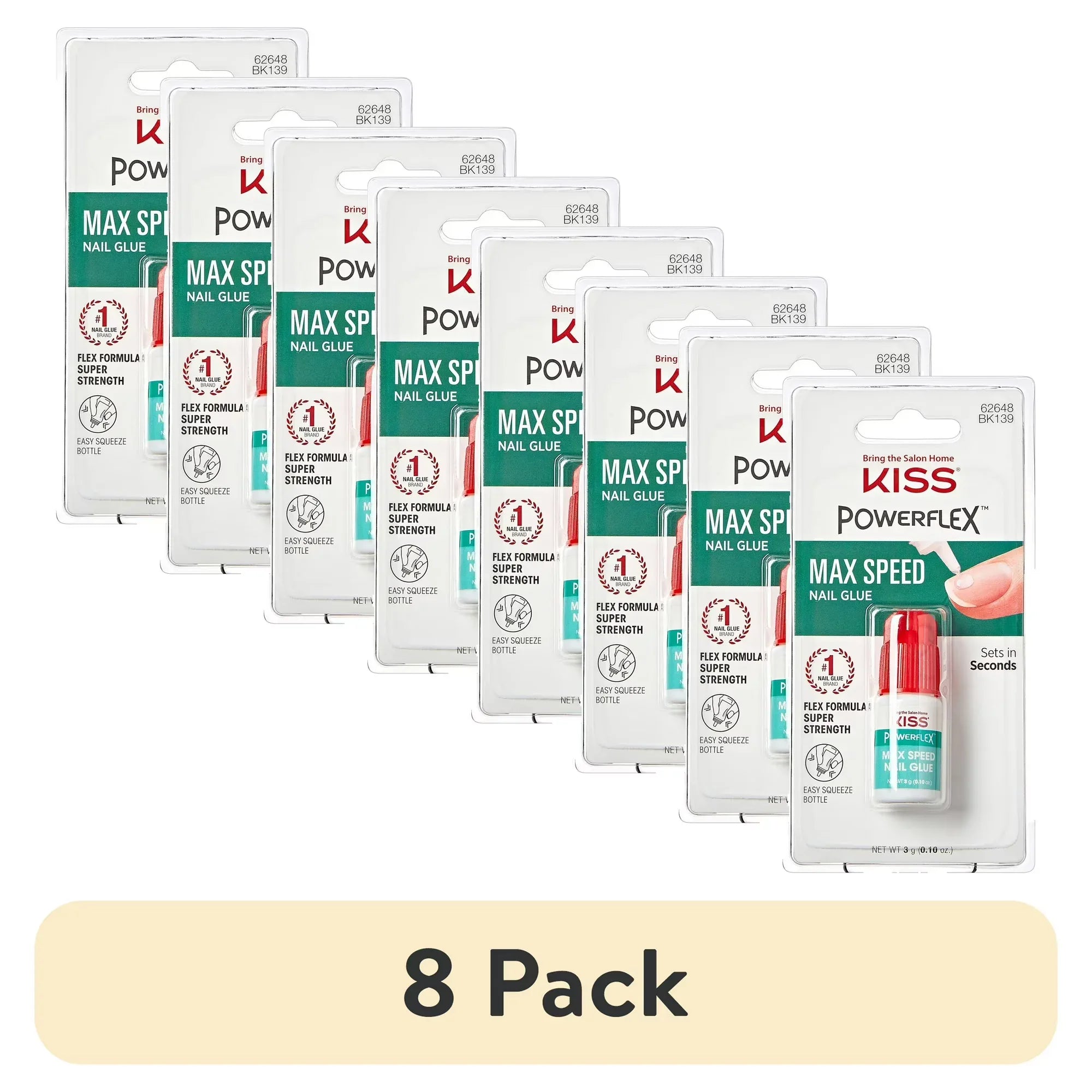 Wholesale Price with free shipping across the USA for (8 pack) KISS PowerFlex Maximum Speed Nail Glue for Press Ons, Ultra-Hold Instant Bond, 3g (0.1 oz.) - Manji Distributors