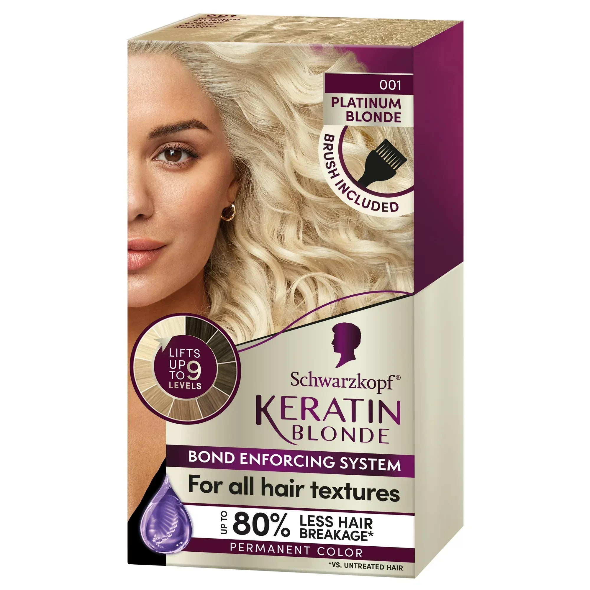Wholesale Price with free shipping across the USA for Schwarzkopf Keratin Blonde Hair Dye Platinum Blonde 001, Ultra Lightening Kit, 1 Application - Manji Distributors