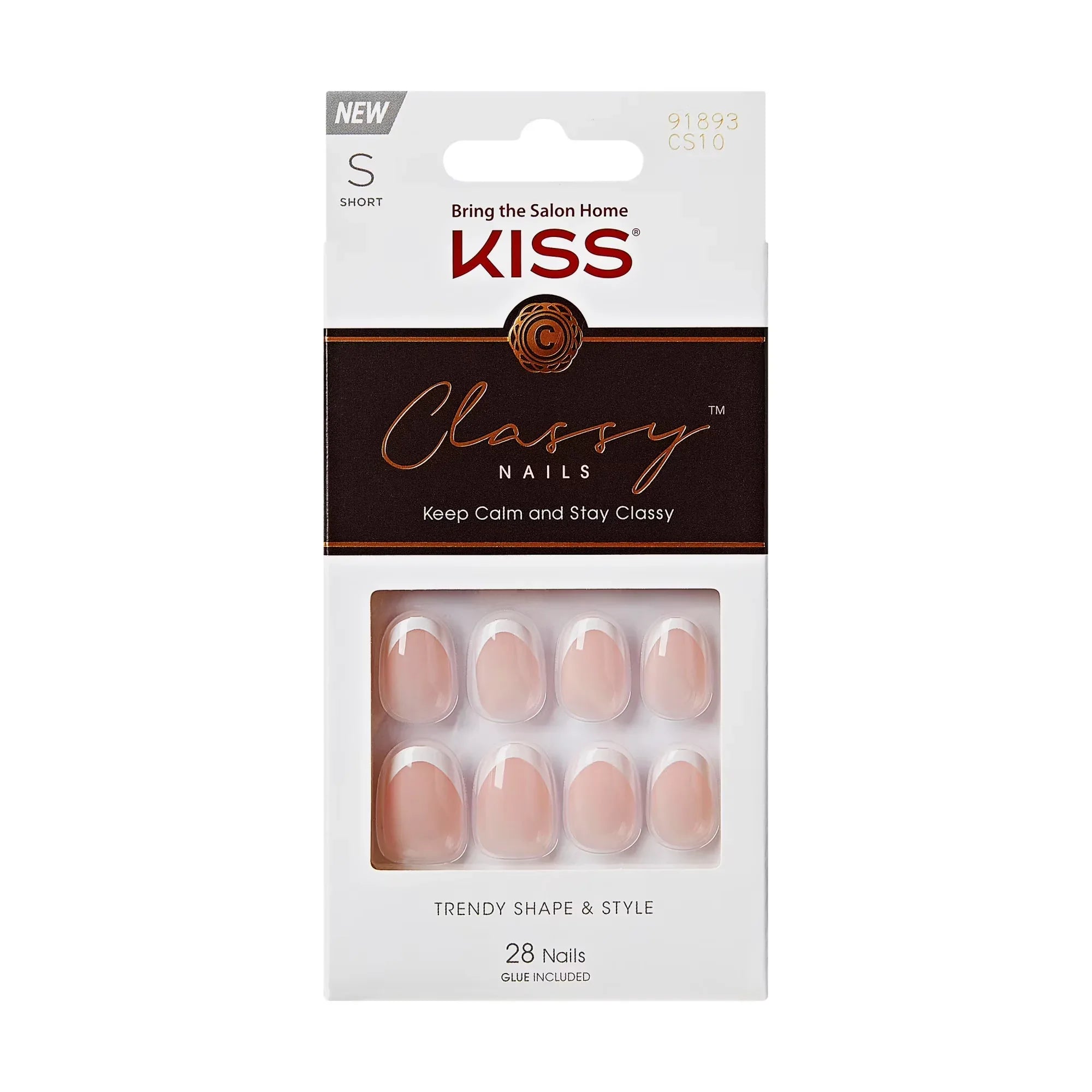 Wholesale Price with free shipping across the USA for KISS Classy French Tip Press On Nails, Exclusive Only, White, Short Oval, 28 Count - Manji Distributors