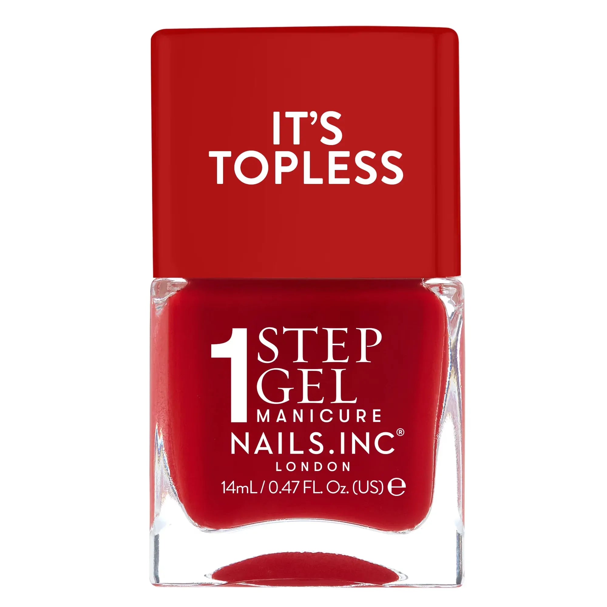 Wholesale Price with free shipping across the USA for Nails.INC, It's Topless Gel-Like Nail Polish, 4-in-1 Base Coat, Treatment, Color & Top Coat, Kendall, Lipstick Red, 0.47 oz - Manji Distributors